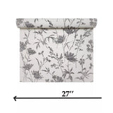 WMGL2130001 Floral faux basketweave grasscloth textured black off white plants wallpaper 3D