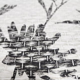 WMGL2130001 Floral faux basketweave grasscloth textured black off white plants wallpaper 3D