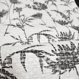 WMGL2130001 Floral faux basketweave grasscloth textured black off white plants wallpaper 3D