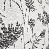 WMGL2130001 Floral faux basketweave grasscloth textured black off white plants wallpaper 3D