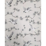 WMGL2170801 Akan Skipping Tan cream cranes floral branches faux fabric textured wallpaper 3D
