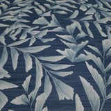 WMGL2180201 Floral tossed leaves faux grasscloth textured dark navy blue vinyl wallpaper 3D
