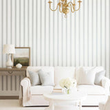 WMSR2060001  Classic vertical Stripes Gray off white striped faux fabric textured wallpaper