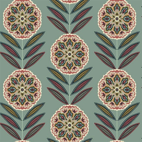 WMTJ4020401 Batsford Lake Tahoe Floral Medallion Wallpaper