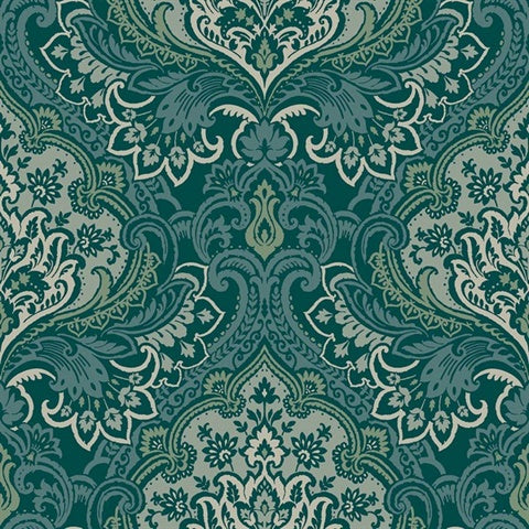WMTJ4070401 Logan Teal Damask Wallpaper