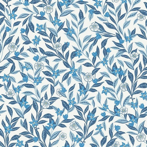 WMTJ4080201 Wakehurst Soft Blues Floral Vine Wallpaper