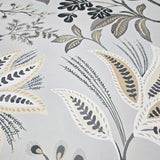 WMTJ4110801 Floral Kew Mocha Leaf Vine leaves botanical blue olive green beige Wallpaper 3D