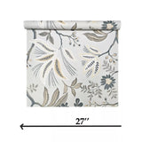 WMTJ4110801 Floral Kew Mocha Leaf Vine leaves botanical blue olive green beige Wallpaper 3D