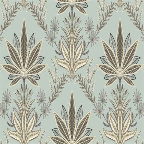 WMTJ4180801 Sisal Eden Teal Natural Grasscloth Wallpaper