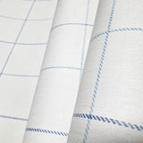 WMYM3092201  Blue off white classic windowpane plaid thread string lines textured wallpaper