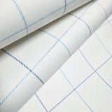 WMYM3092201  Blue off white classic windowpane plaid thread string lines textured wallpaper