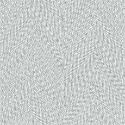 WS70215 Sitka Breezy Blue Natural Grasscloth Chevron Wallpaper