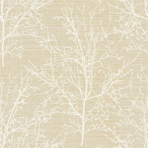 WS70405 Kenai Natural Tan Silhouette Tree Branches Wallpaper