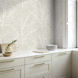 WS70408 Kenai Shell Silhouette Tree Branches Wallpaper