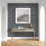 WS70900 Nome Onyx Geometric Weave Wallpaper