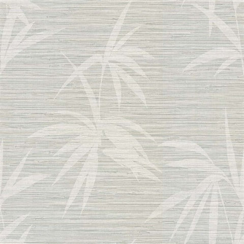 WS71300 Emberfall Fog Faux Grasscloth Palm Wallpaper