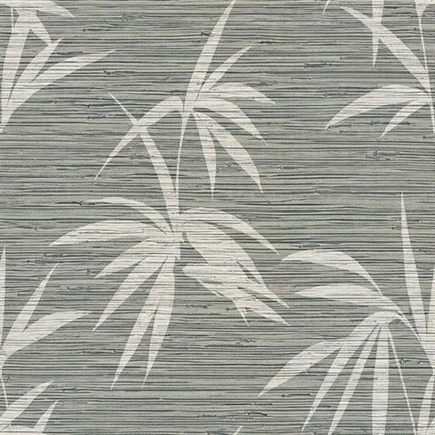 WS71310 Emberfall Silver Mine Faux Grasscloth Palm Wallpaper