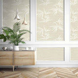 WS71315 Emberfall Shiitake Faux Grasscloth Palm Wallpaper