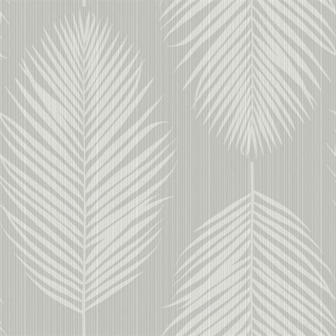 WS71710 Port Lions Silver Lake Large Palm Leaf Stripe Wallpaper