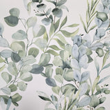 WM90990901 White Green Blue boho floral botanical tranquil eucalyptus leaves Wallpaper roll