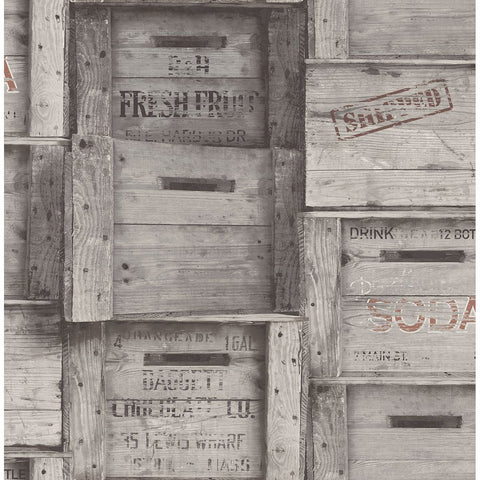 2701-22349 Wood Crates Grey Distressed Wood Wallpaper