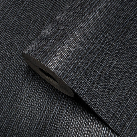 Y6200907 Navy blue black faux sisal grasscloth textured contemporary embossed wallpaper