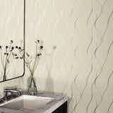 Y6201404 Wavy Stripe Beige Silver Gold Wallpaper
