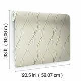 Y6201404 Wavy Stripe Beige Silver Gold Wallpaper