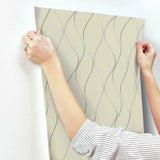 Y6201404 Wavy Stripe Beige Silver Gold Wallpaper