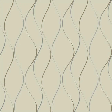 Y6201404 Wavy Stripe Beige Silver Gold Wallpaper