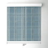 YM30102 Soothing blue gray off white classic plaid thread string lines texture wallpaper

