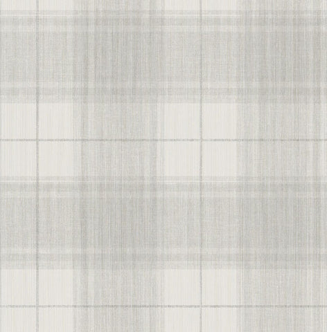 YM30410 String Plaid Grey White Wallpaper