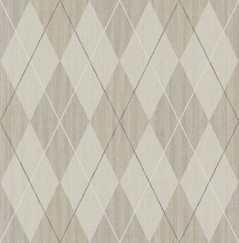 YM30606 String on Argyle Browns Taupes Wallpaper