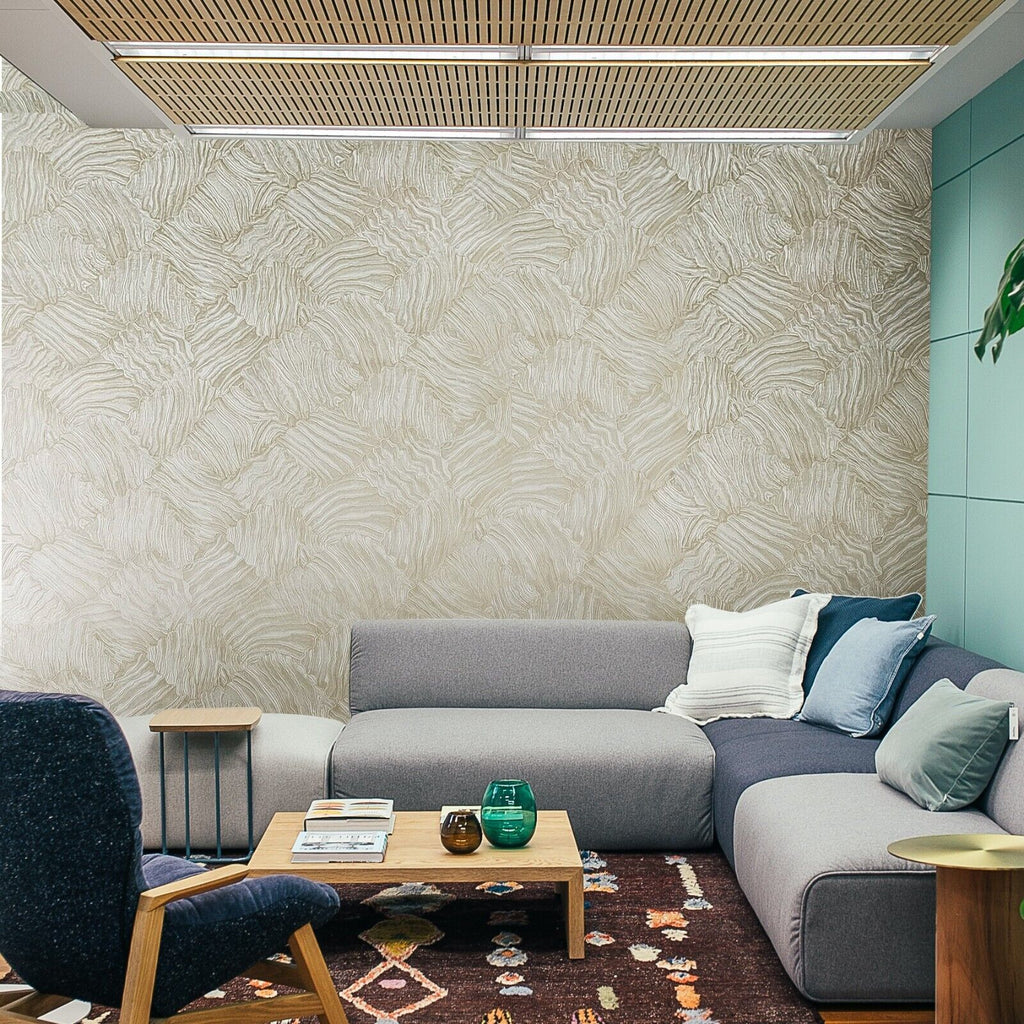 M25019 Yellow beige gold metallic glitter textured shell tile faux pla ...