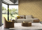 Z18941 Yellow tan gold metallic faux grasscloth geo triangles lines textured wallpaper
