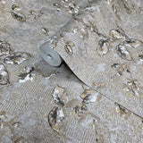 Z10901 Gray taupe bronze gold fish scale plaster textured floral branches Wallpaper 3D