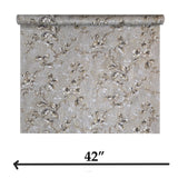 Z10901 Gray taupe bronze gold fish scale plaster textured floral branches Wallpaper 3D