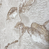 Z10903 Pearl Beige brown gold fish scale plaster textured floral branches Wallpaper 3D

