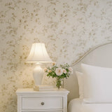 Z10903 Pearl Beige brown gold fish scale plaster textured floral branches Wallpaper 3D
