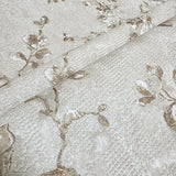 Z10903 Pearl Beige brown gold fish scale plaster textured floral branches Wallpaper 3D
