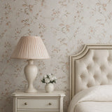 Z10907 Grayish rose distressed fish scale plaster textured floral branches Wallpaper 3D
