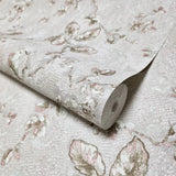 Z10907 Grayish rose distressed fish scale plaster textured floral branches Wallpaper 3D

