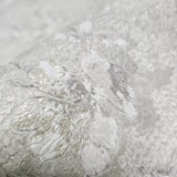 Z10909 Grayish pearl distressed fish scale plaster textured floral branches Wallpaper