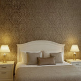 Z10915 Embossed brown bronze metallic plaster textured Victorian damask Wallpaper rolls
