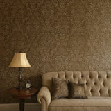 Z10915 Embossed brown bronze metallic plaster textured Victorian damask Wallpaper rolls
