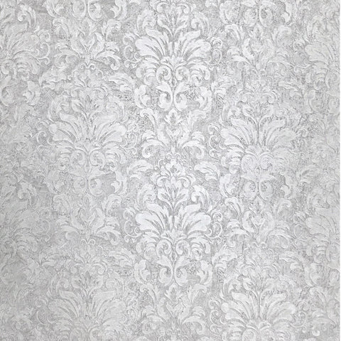Z10917 Embossed grayish off white cream plaster textured Victorian damask Wallpaper 3D
