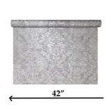 Z10919 Embossed Dark Gray silver metallic plaster textured Victorian damask Wallpaper

