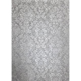 Z10919 Embossed Dark Gray silver metallic plaster textured Victorian damask Wallpaper
