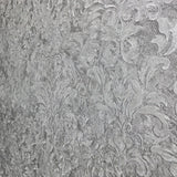 Z10919 Embossed Dark Gray silver metallic plaster textured Victorian damask Wallpaper
