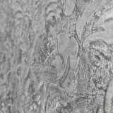 Z10919 Embossed Dark Gray silver metallic plaster textured Victorian damask Wallpaper
